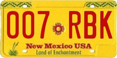 NM license plate 007RBK