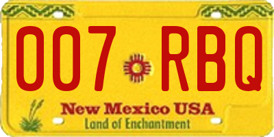 NM license plate 007RBQ