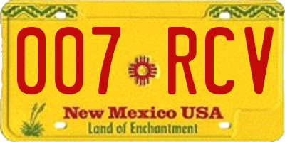 NM license plate 007RCV