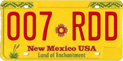 NM license plate 007RDD