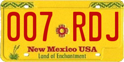 NM license plate 007RDJ