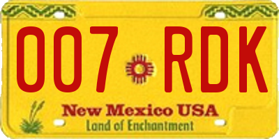 NM license plate 007RDK