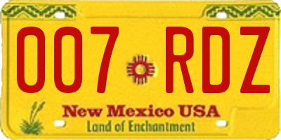 NM license plate 007RDZ