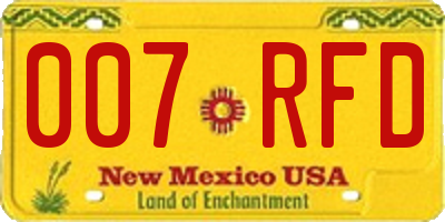 NM license plate 007RFD