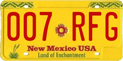 NM license plate 007RFG