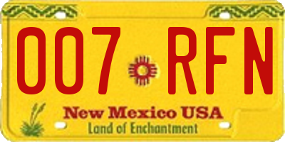 NM license plate 007RFN