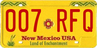 NM license plate 007RFQ