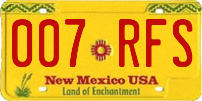 NM license plate 007RFS