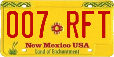 NM license plate 007RFT