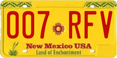 NM license plate 007RFV