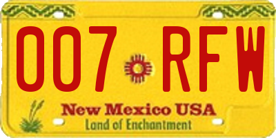 NM license plate 007RFW