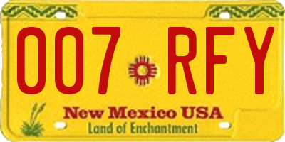 NM license plate 007RFY