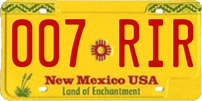 NM license plate 007RIR