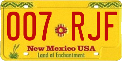 NM license plate 007RJF