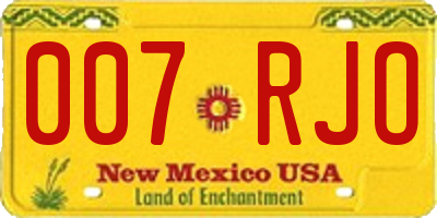 NM license plate 007RJO
