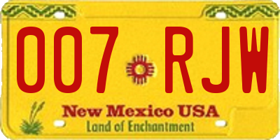 NM license plate 007RJW