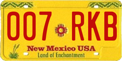 NM license plate 007RKB