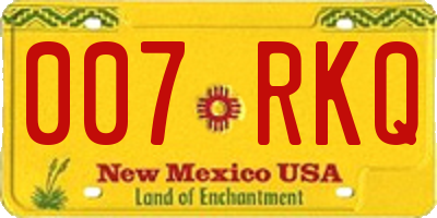 NM license plate 007RKQ