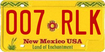 NM license plate 007RLK