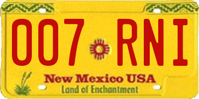 NM license plate 007RNI