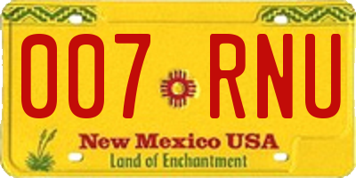 NM license plate 007RNU