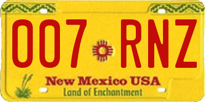 NM license plate 007RNZ
