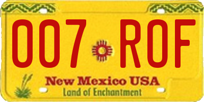 NM license plate 007ROF