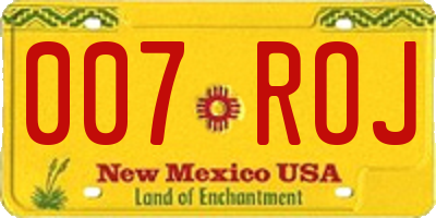 NM license plate 007ROJ