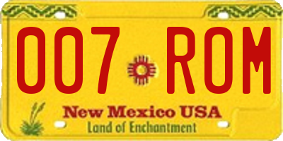 NM license plate 007ROM