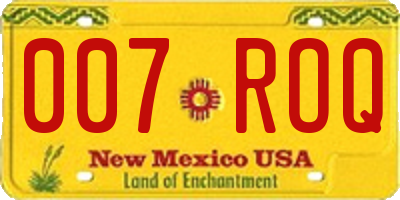 NM license plate 007ROQ