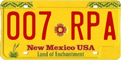 NM license plate 007RPA