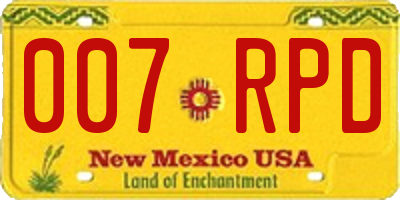 NM license plate 007RPD