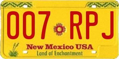 NM license plate 007RPJ