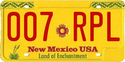 NM license plate 007RPL