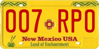 NM license plate 007RPO