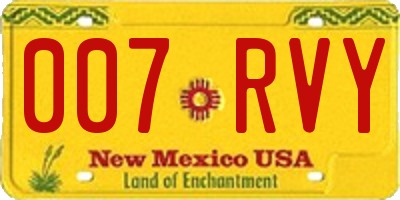 NM license plate 007RVY