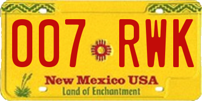 NM license plate 007RWK
