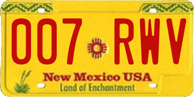 NM license plate 007RWV