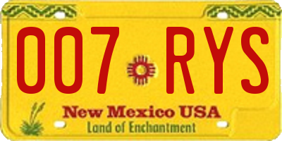 NM license plate 007RYS