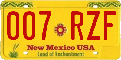 NM license plate 007RZF