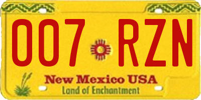 NM license plate 007RZN