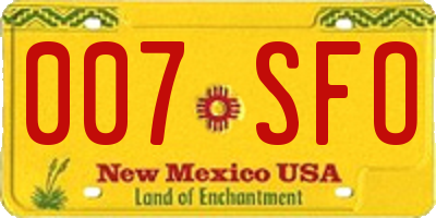 NM license plate 007SFO