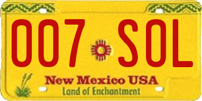 NM license plate 007SOL