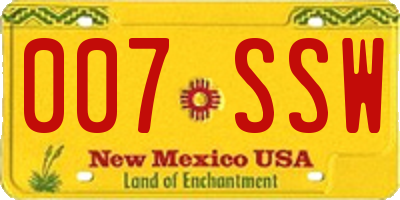 NM license plate 007SSW