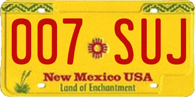 NM license plate 007SUJ