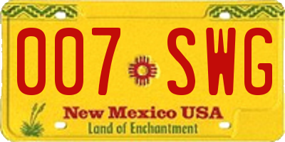 NM license plate 007SWG