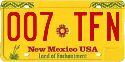 NM license plate 007TFN
