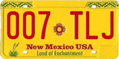 NM license plate 007TLJ