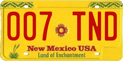 NM license plate 007TND