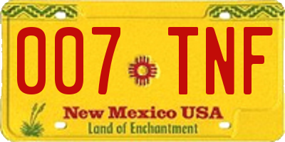NM license plate 007TNF